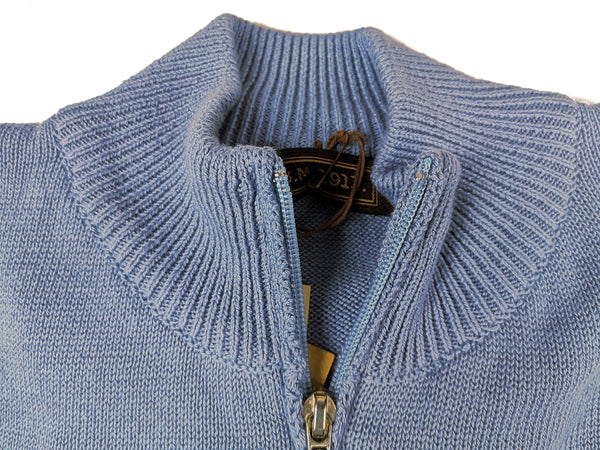 LBM 1911 Sweater Medium/50, Sky blue Zip cardigan vest Cotton