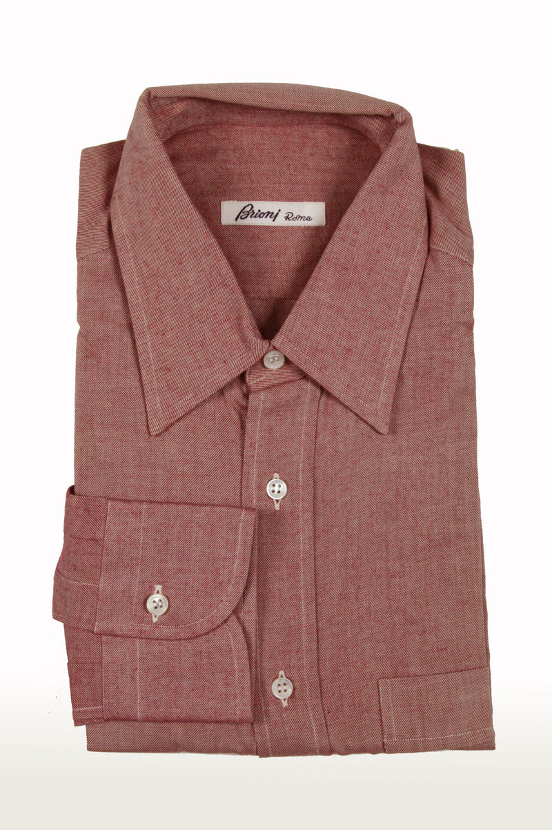 Brioni Sport Shirt L Soft Brick Red Flannel