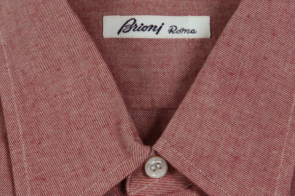 Brioni Sport Shirt L Soft Brick Red Flannel