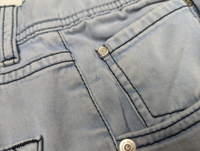 Kiton Jeans 34 Washed Faded Blue Cotton Damaged