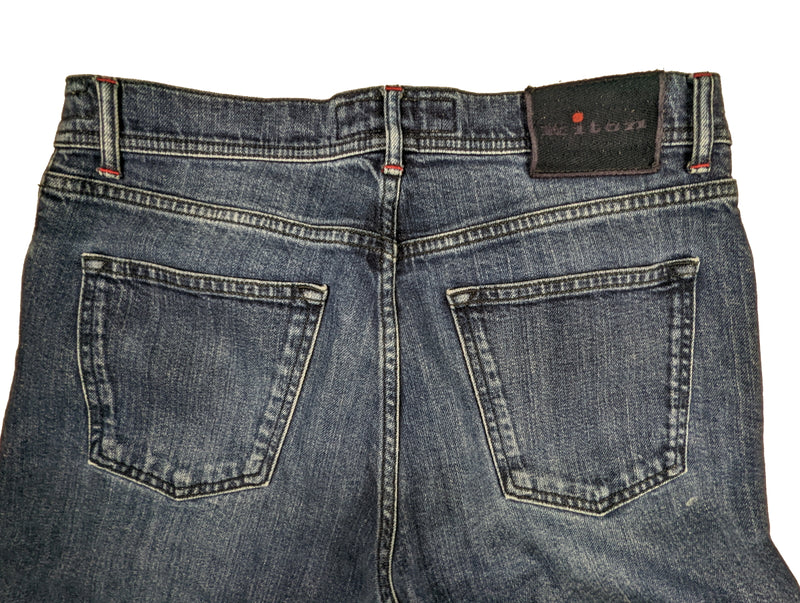 Kiton Jeans 31/32 Washed Blue Denim Slim Fit
