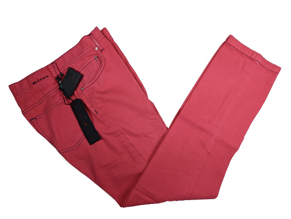 Kiton Jeans 33 Faded Red Distressed Cotton