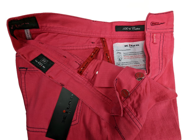 Kiton Jeans 33 Faded Red Distressed Cotton
