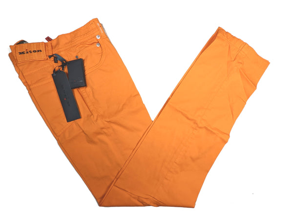 Kiton Jeans: 31/32 Tangerine Orange Classic jean style Spring cotton