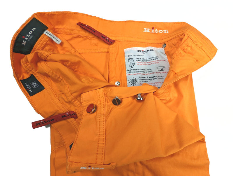 Kiton Jeans: 31/32 Tangerine Orange Classic jean style Spring cotton