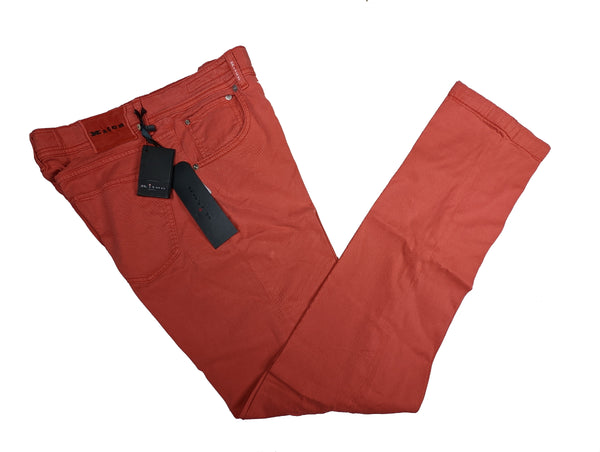 Kiton Jeans 33 Washed Tomato Red Soft Cotton