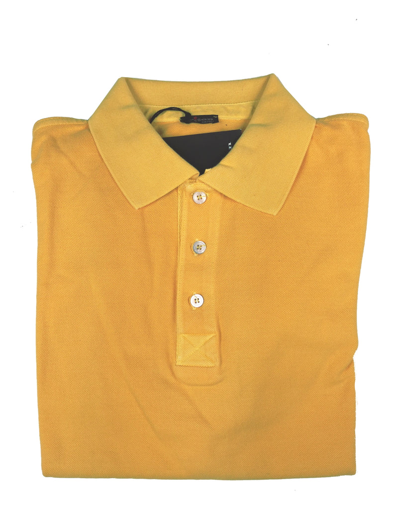 Kiton Polo Shirt L Yellow Cotton Pique Damaged