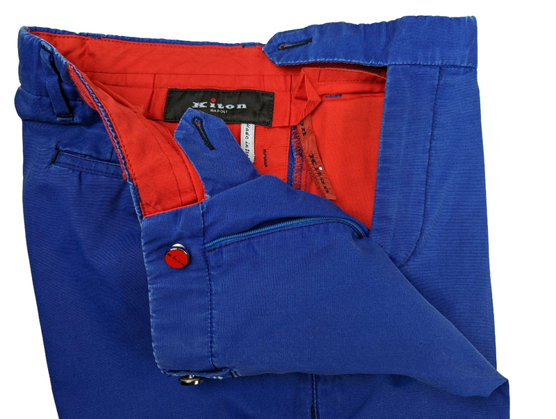 Kiton Trousers 31/32 Washed Van Gogh Blue Cotton