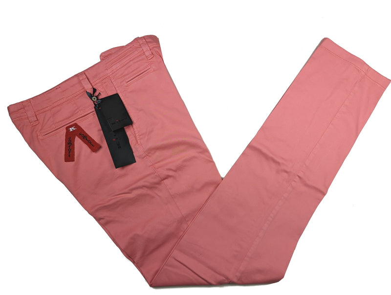 Kiton Trousers 33/34 Washed Salmon Pink Cotton Stretch DMG