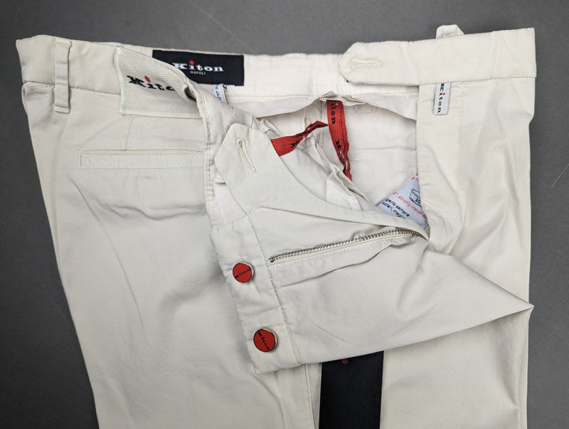 Kiton Trousers 36/37 Light Stone Beige Cotton Stretch DMG
