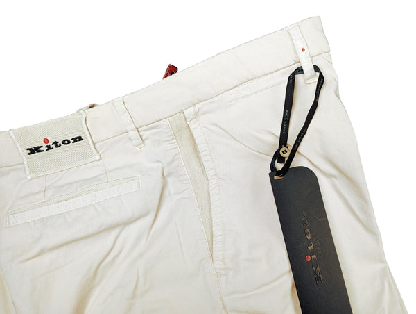 Kiton Trousers 38 Light Stone Beige Cotton Stretch DMG