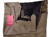Luigi Bianchi Trousers 34 Mid Brown Pleated front Full Leg Wool