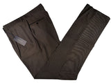Luigi Bianchi Lubiam Trousers 34 Dark Brown Pleated front Full Leg Wool Twill