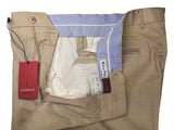 Luigi Bianchi Trousers 34 Sandy Beige Pleated front Full Leg Wool