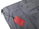 Luigi Bianchi Trousers 34 Soft Blue Melange Pleated front Full Leg Wool