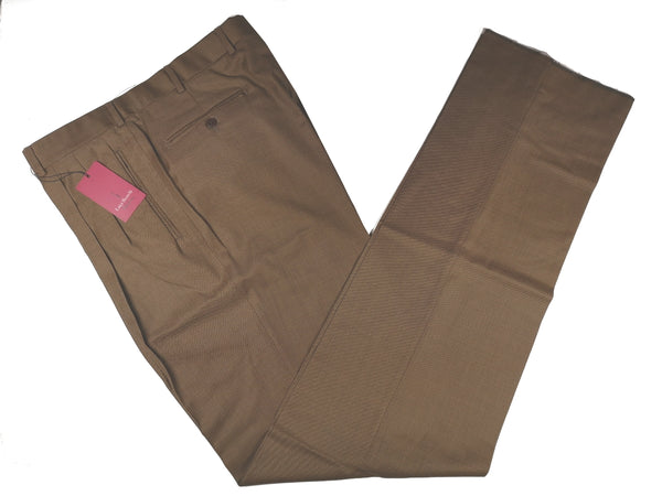 Luigi Bianchi Trousers 36 Copper Brown Pleated front Full Leg Wool