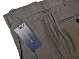 Luigi Bianchi Trousers 36 Dark Brown Pleated front Full Leg Wool Twill