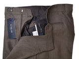 Luigi Bianchi Trousers 36 Dark Brown Pleated front Full Leg Wool Twill