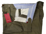 Luigi Bianchi Trousers 36 Light Olive Green Pleated front Full Leg Wool