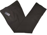 Luigi Bianchi Lubiam Trousers 38 Dark Brown Pleated front Full Leg Wool Twill