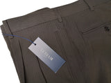 Luigi Bianchi Lubiam Trousers 38 Dark Brown Pleated front Full Leg Wool Twill