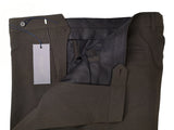 Luigi Bianchi Lubiam Trousers 38 Dark Brown Pleated front Full Leg Wool Twill