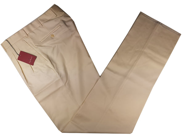 Luigi Bianchi Trousers 34 Cream Pleated front Full Leg Wool