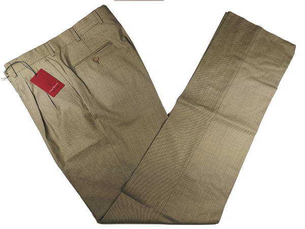 Luigi Bianchi Trousers 34 Light Celery Green Pleated front Full Leg Wool