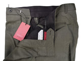 Luigi Bianchi Trousers 34 Light Olive Green Pleated front Full Leg Wool