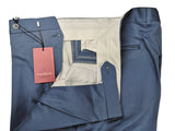 Luigi Bianchi Trousers 36 Mid Blue Pleated front Full Leg Wool