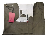 Luigi Bianchi Trousers 36 Light Olive Pleated front Full Leg Wool