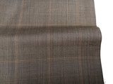Luigi Bianchi Trousers 36 Light Brown Windowpane Pleated front Full Leg Wool