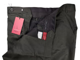 Luigi Bianchi Trousers 36 Dark Olive Pleated front Full Leg Wool