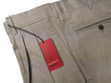 Luigi Bianchi Trousers 38 Light Greyish Beige Pleated front Full Leg Wool