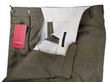 Luigi Bianchi Trousers 38 Light Olive Green Pleated front Full Leg Wool