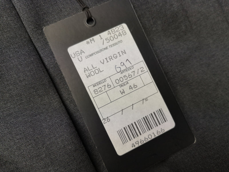 Luigi Bianchi Trousers 46 Mid Grey Pleated front Full Leg Wool