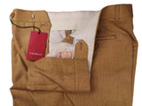 Luigi Bianchi Trousers 34 Golden Tan Flat front Full Leg Wool