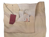 Luigi Bianchi Trousers 36 Cream Flat front Full Leg Wool