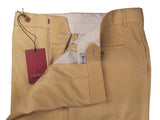 Luigi Bianchi Trousers 36 Yellowish Tan Flat front Full Leg Wool