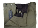 Luigi Bianchi Lubiam Trousers 36 Olive Green Flat front Full Leg Wool