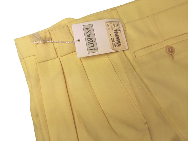 Luigi Bianchi Lubiam Trousers 40 Lemon Pleated front Full Leg Wool