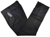 Luigi Bianchi Lubiam Trousers 36 Charcoal Blue Pleated front Full Leg Wool