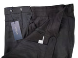 Luigi Bianchi Lubiam Trousers 36 Charcoal Blue Pleated front Full Leg Wool