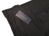 Luigi Bianchi Lubiam Trousers 34 Dark Brown Pleated front Straight Leg Wool