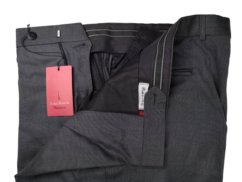 Luigi Bianchi Trousers 36 Blue-Grey Pleated front Straight Leg Wool