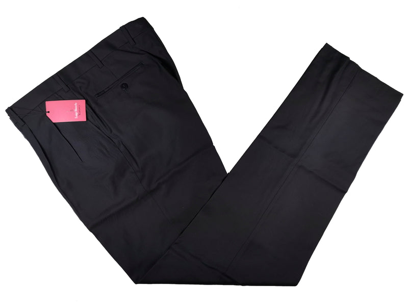 Luigi Bianchi Trousers 38 Navy Blue Pleated front Straight Leg Wool