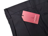 Luigi Bianchi Trousers 38 Navy Blue Pleated front Straight Leg Wool
