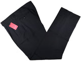 Luigi Bianchi Trousers 38 Dark Navy Blue Pleated front Straight Leg Wool