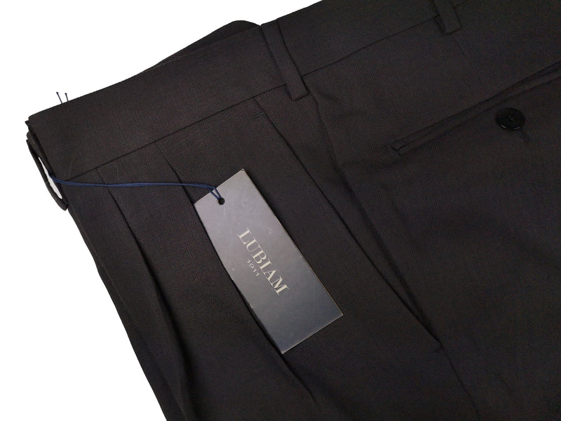 Luigi Bianchi Trousers 38 Charcoal Brown Pleated front Straight Leg Wool