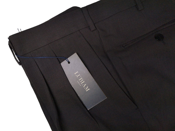 Luigi Bianchi Lubiam Trousers 40 Charcoal Brown Pleated front Straight Leg Wool